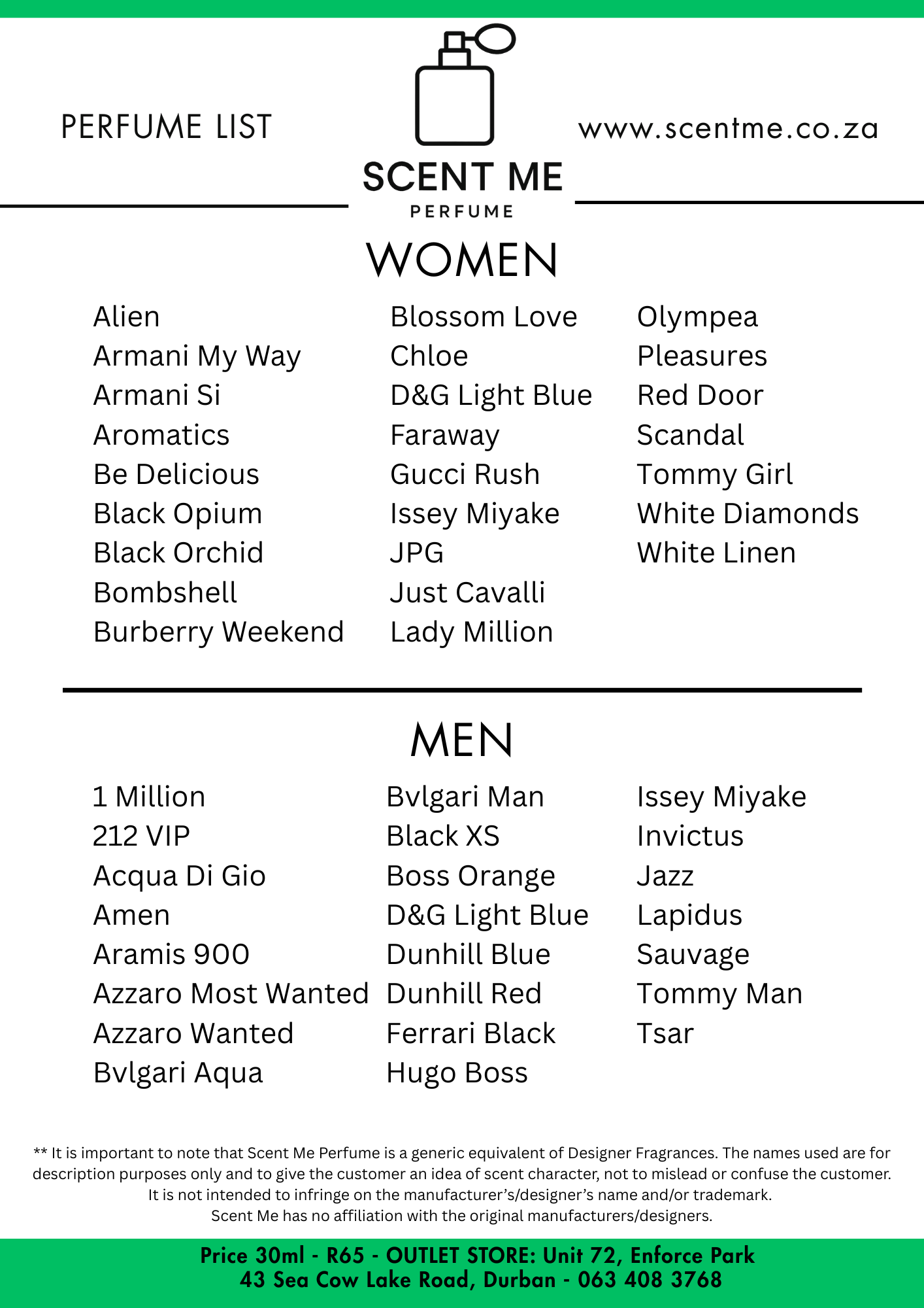 Scent Me Perfume List